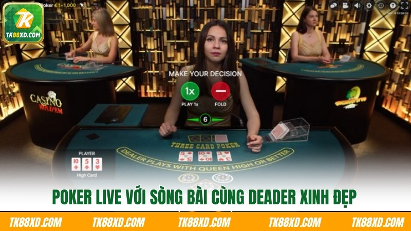 Poker Live với sòng bài cùng deader xinh đẹp Poker Live với sòng bài cùng deader xinh đẹp
